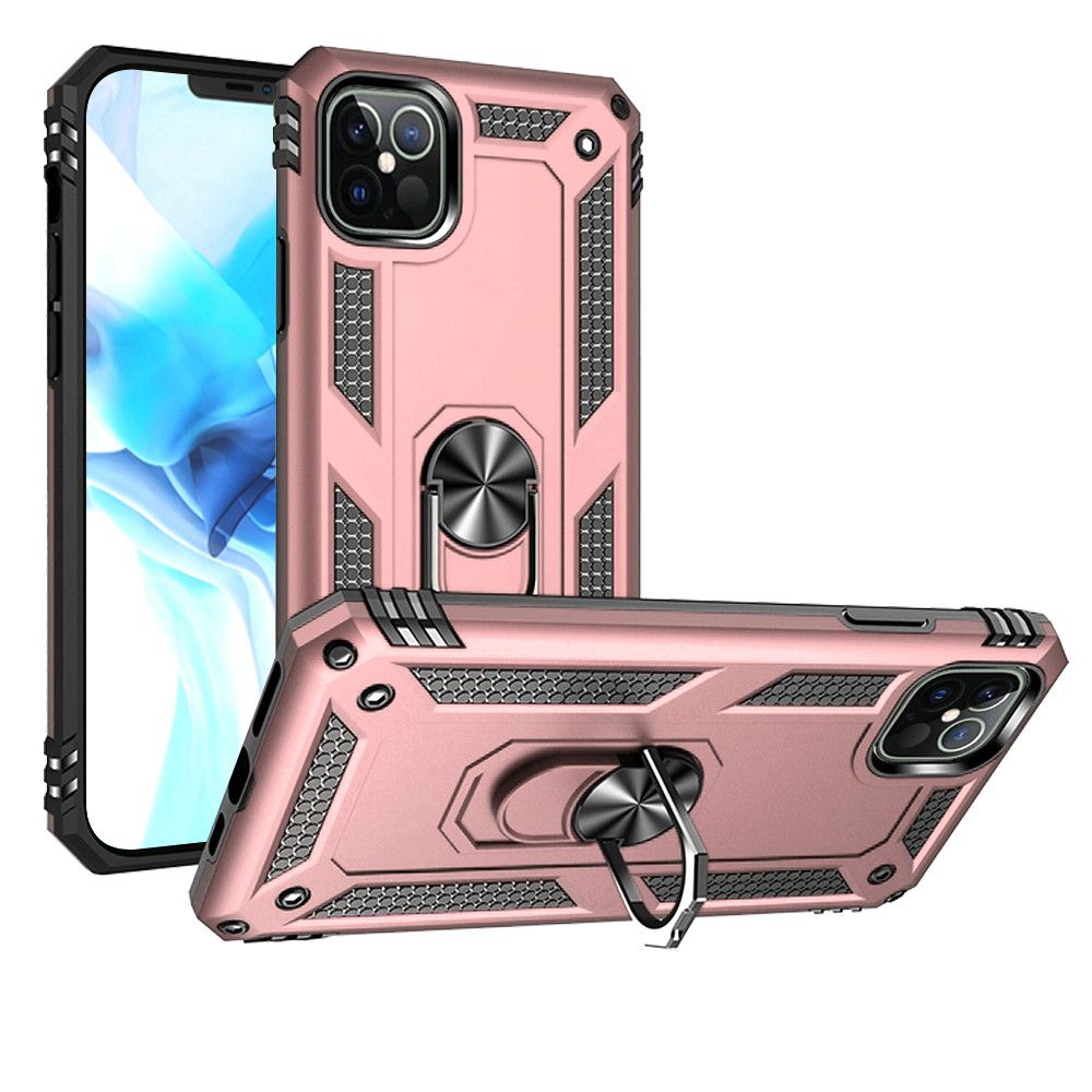 GSA Slim Armor Ring Stand Hybrid Case For iPhone 12 Pro Max (6.7") - Rose Gold