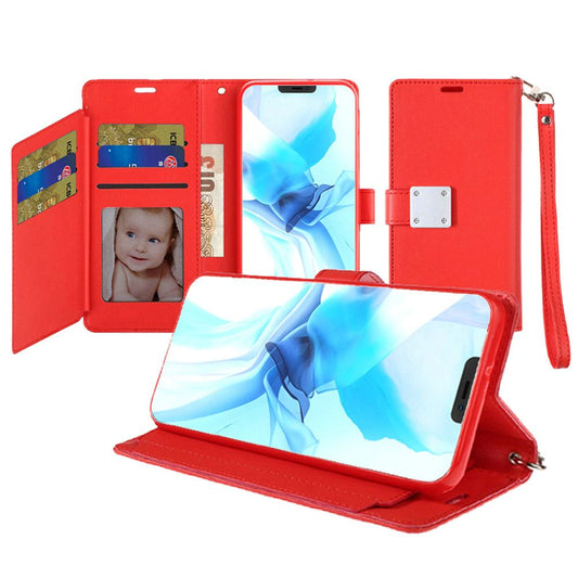 GSA Folio Flip Leather Wallet Case For iPhone 12 Pro Max (6.7") - Red