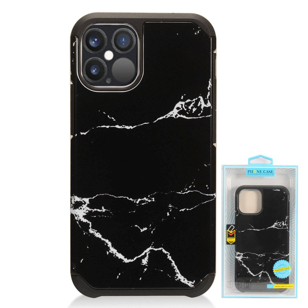 GSA Marble Hybrid Case For iPhone 12 & 12 Pro (6.1") - Black