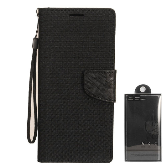 GSA Denim Fabric Flip Wallet Case for Apple iPhone 12 Mini (5.4") Black