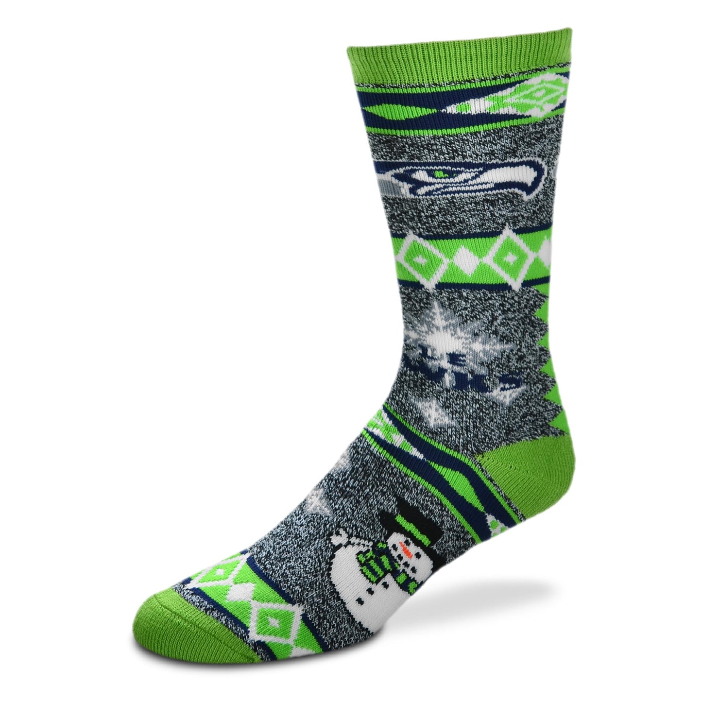 FBF NFL Licensed Seattle Seahawks Christmas Motif Socks - Large