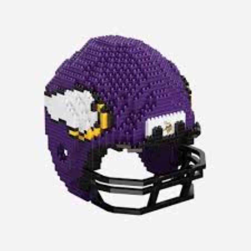 FOCO BRXLZ NFL Licensed Minnesota Vikings 3-D Puzzle Helmet, 1pc Face Mask