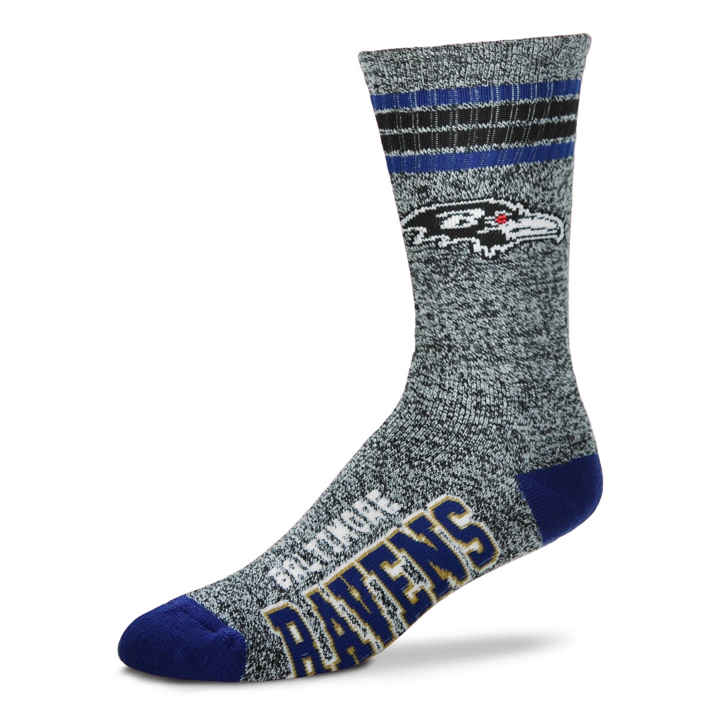 FBF NFL Licensed Baltimore Ravens Got Marbled? Crew Socks, Men's Large