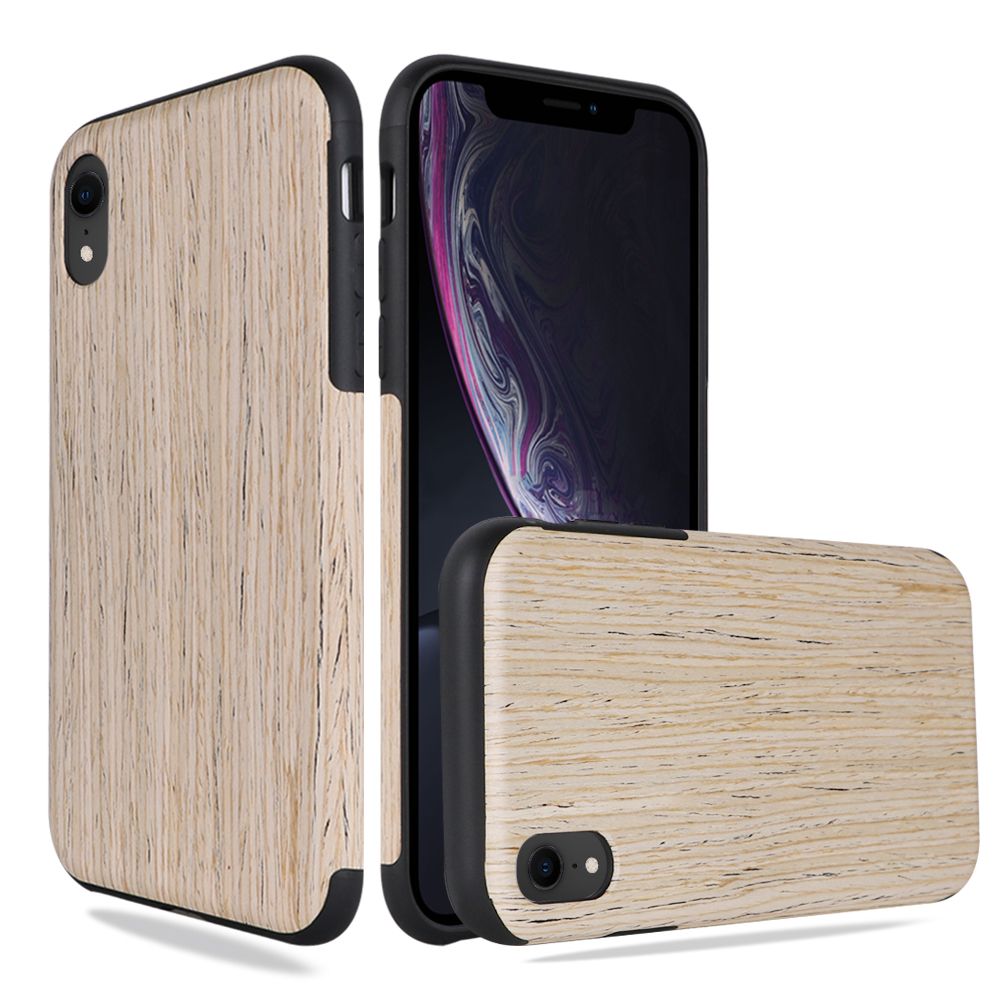 GSA Premium Series Thin Non-Slip Hybrid Case For iPhone XR - Light Wood Grain