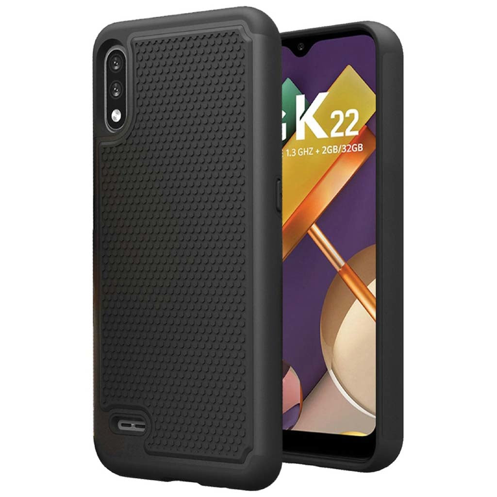 GSA Rugged Football Texture Hybrid Case for LG K22 & K32 - Black