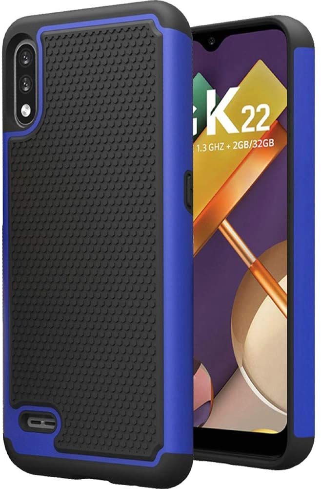 GSA Rugged Football Texture Hybrid Case for LG K22/K32 - Black/Blue