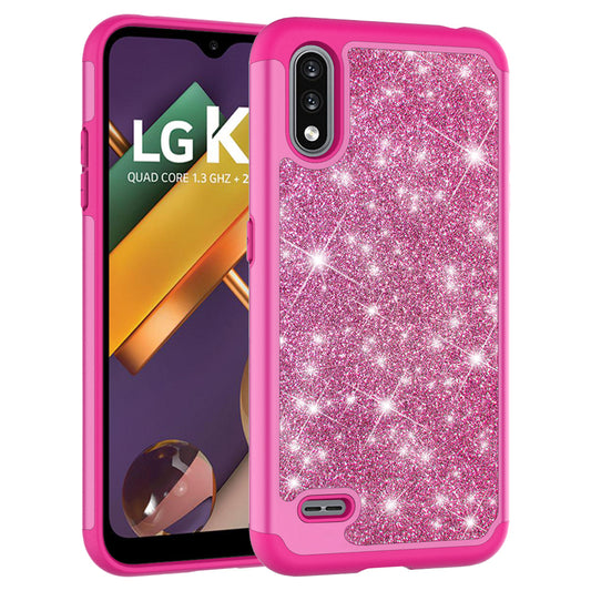 GSA Glitter Bling Hybrid Case for LG K22 & K32 - Hot Pink