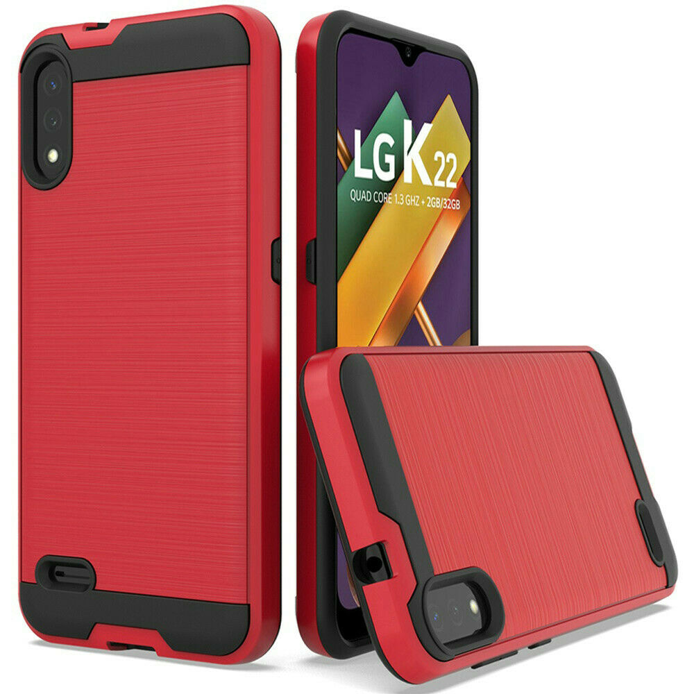 GSA Slim Brushed Hybrid Case for LG K22 & K32 - Red/Black