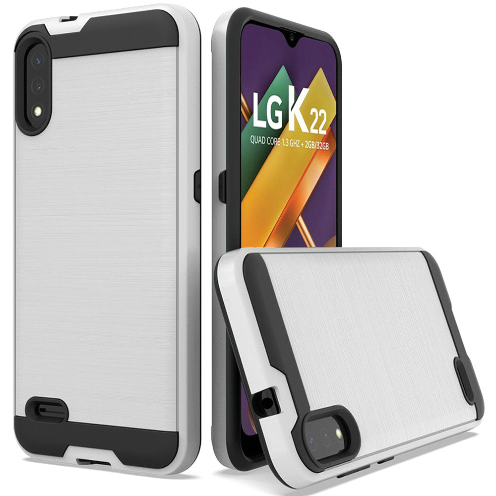 GSA Slim Brushed Hybrid Case for LG K22 & K32 - Silver/Black