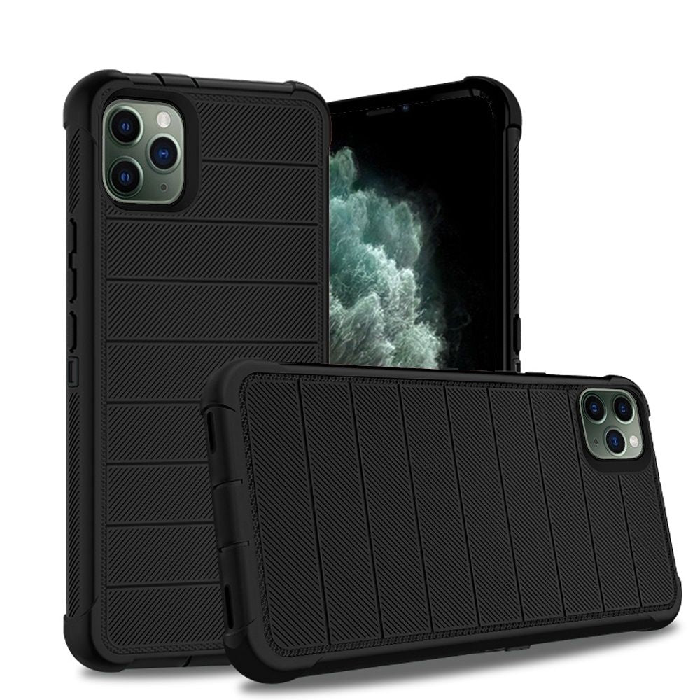 GSA Textured Stripe 3-in-1 Hybrid Case for iPhone 11 Pro (5.8") - Black