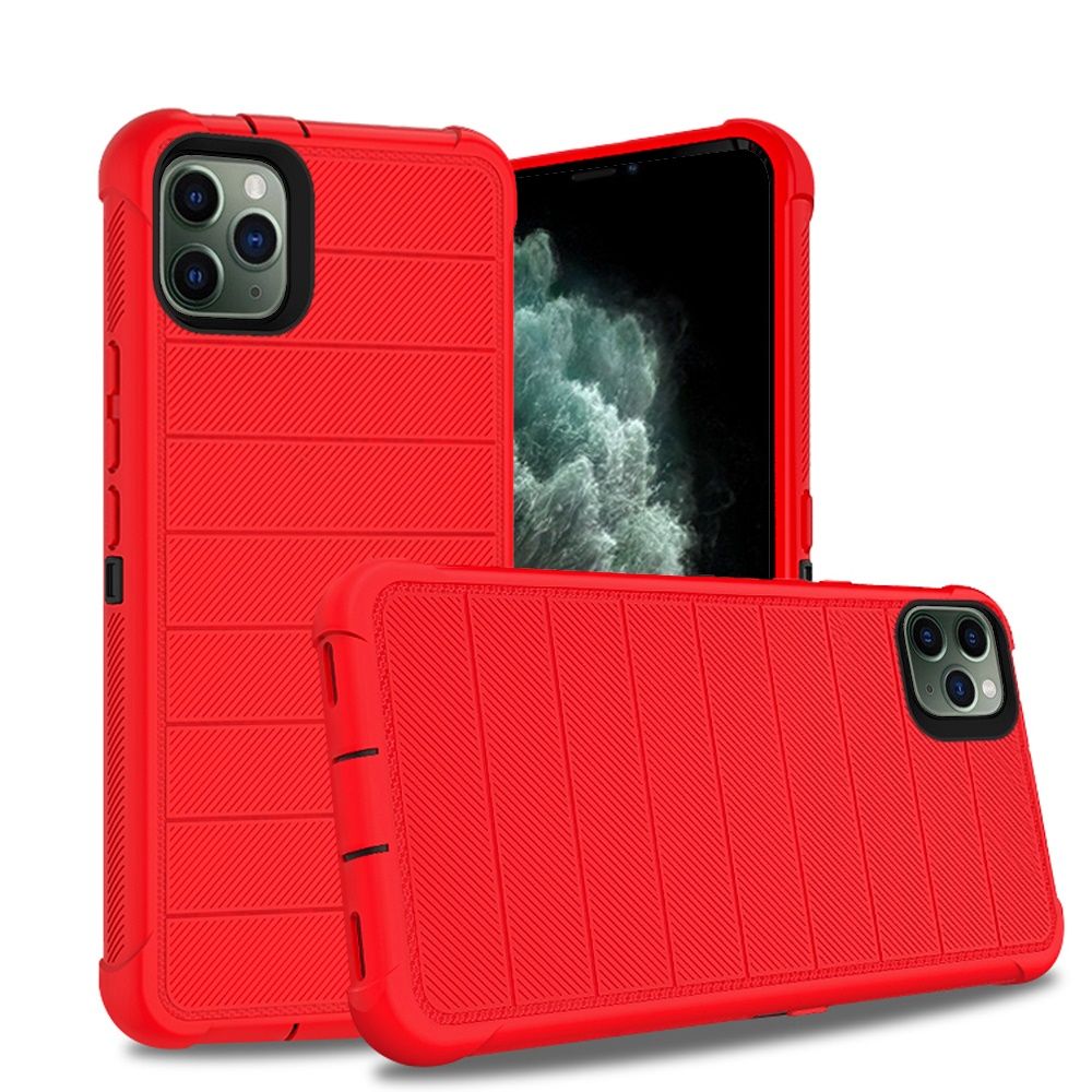 GSA Textured Stripe 3-in-1 Hybrid Case for iPhone 11 Pro (5.8") - Red/Black