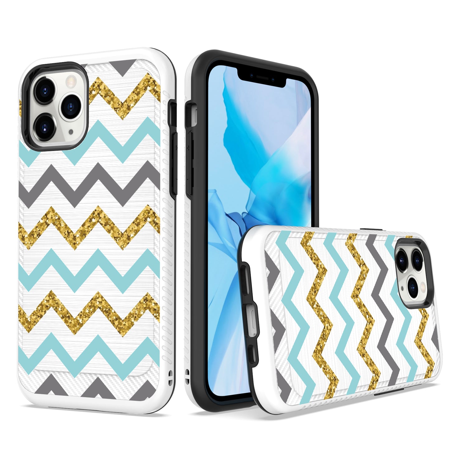 GSA Brushed Zig-Zag Case for the iPhone 12, 12 Pro (6.1") Multicolor