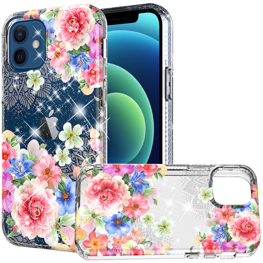 GSA Floral Bloom Glitter Candy Case For iPhone 12 & 12 Pro (6.1") - A
