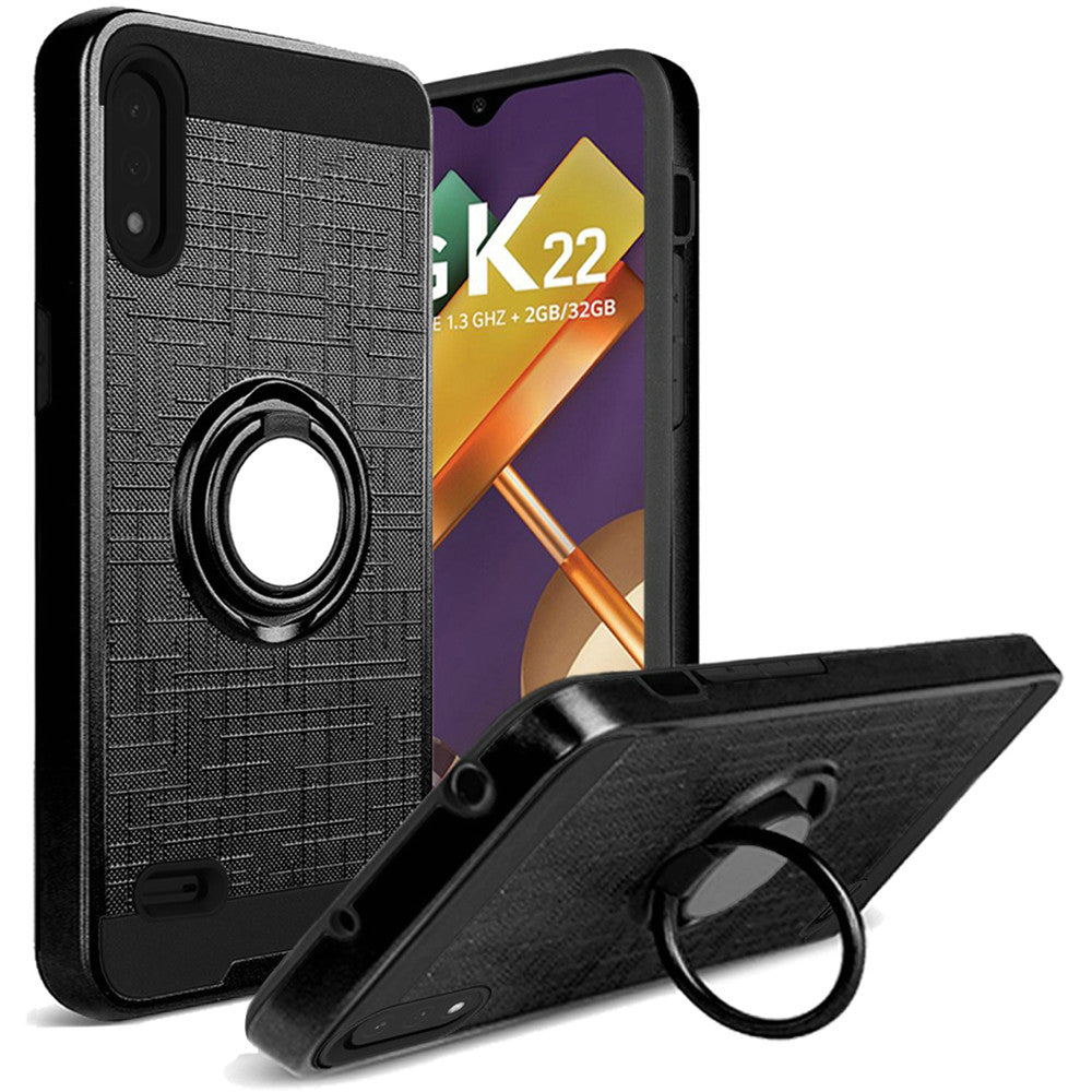GSA Brushed Case w/Ring Stand for LG K22 & K32 - Black