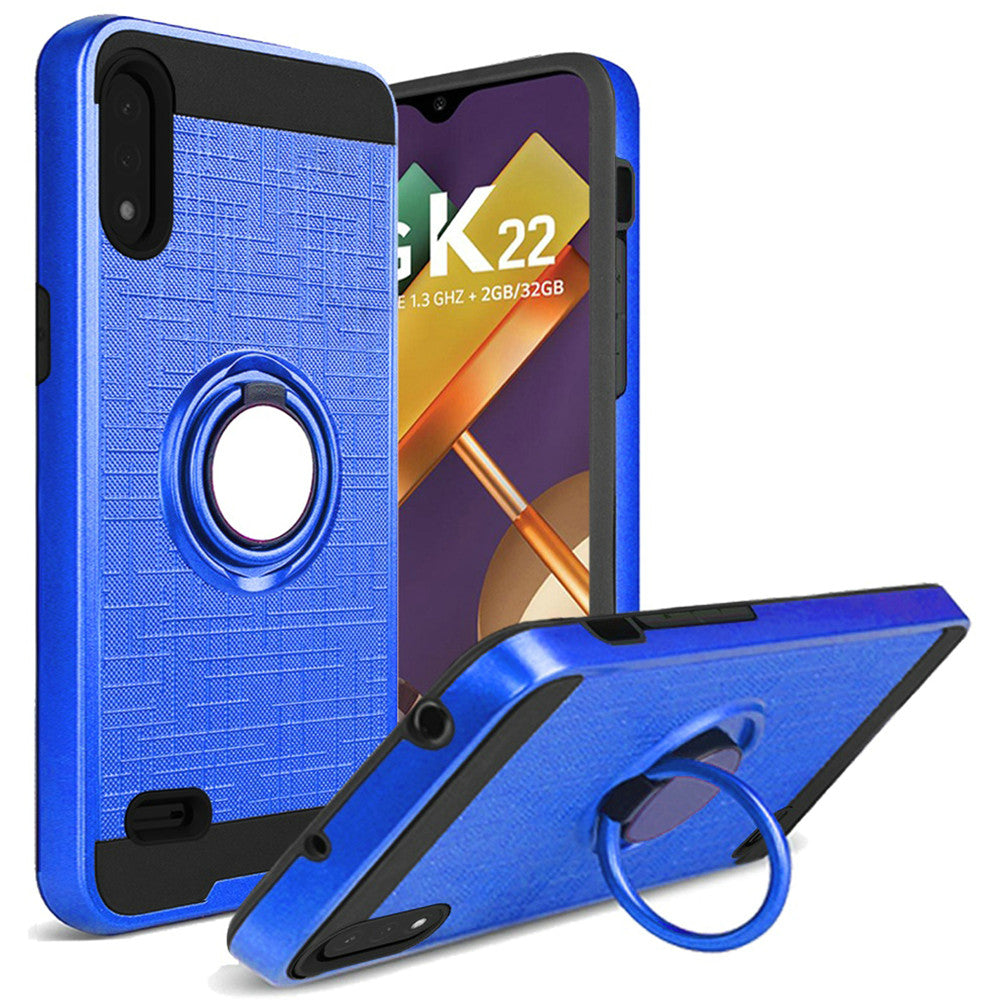 GSA Brushed Case w/Ring Stand for LG K22, K32 - Blue/Black