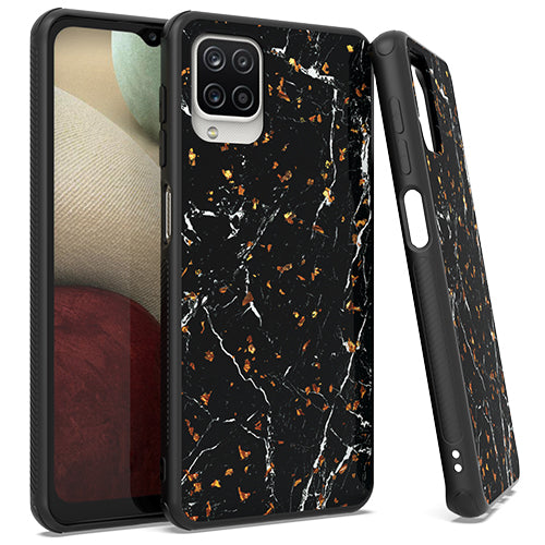 GSA Gold Flake Marble Case for Samsung Galaxy A12 - Black