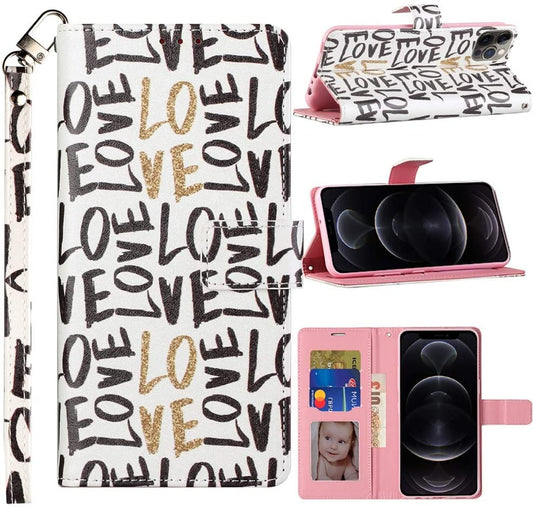 GSA Fashion Flip Wallet Case for Moto G Stylus 2021, XT2115 - Love in Gold