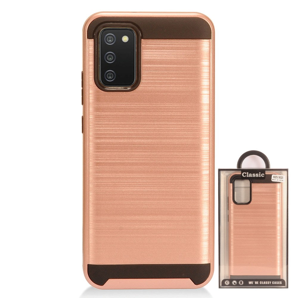 GSA Brushed Hybrid Case for Samsung Galaxy A02s - Rose Gold & Black