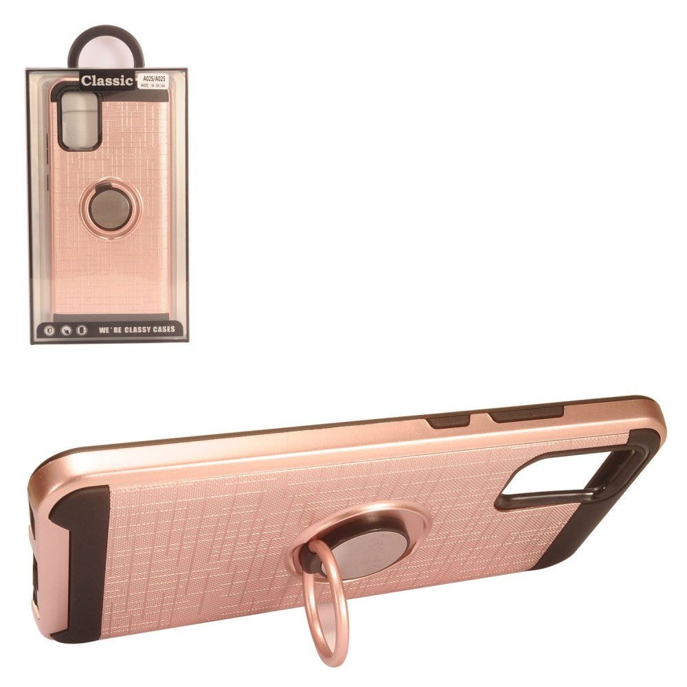 GSA Brushed Case w/Magnetic Ring for Samsung Galaxy A02s - Rose Gold/Black