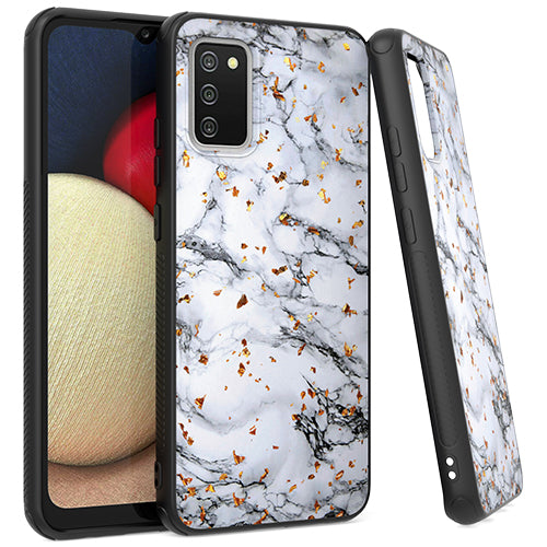 GSA Gold Flake Marble Case for Samsung Galaxy A02s - White