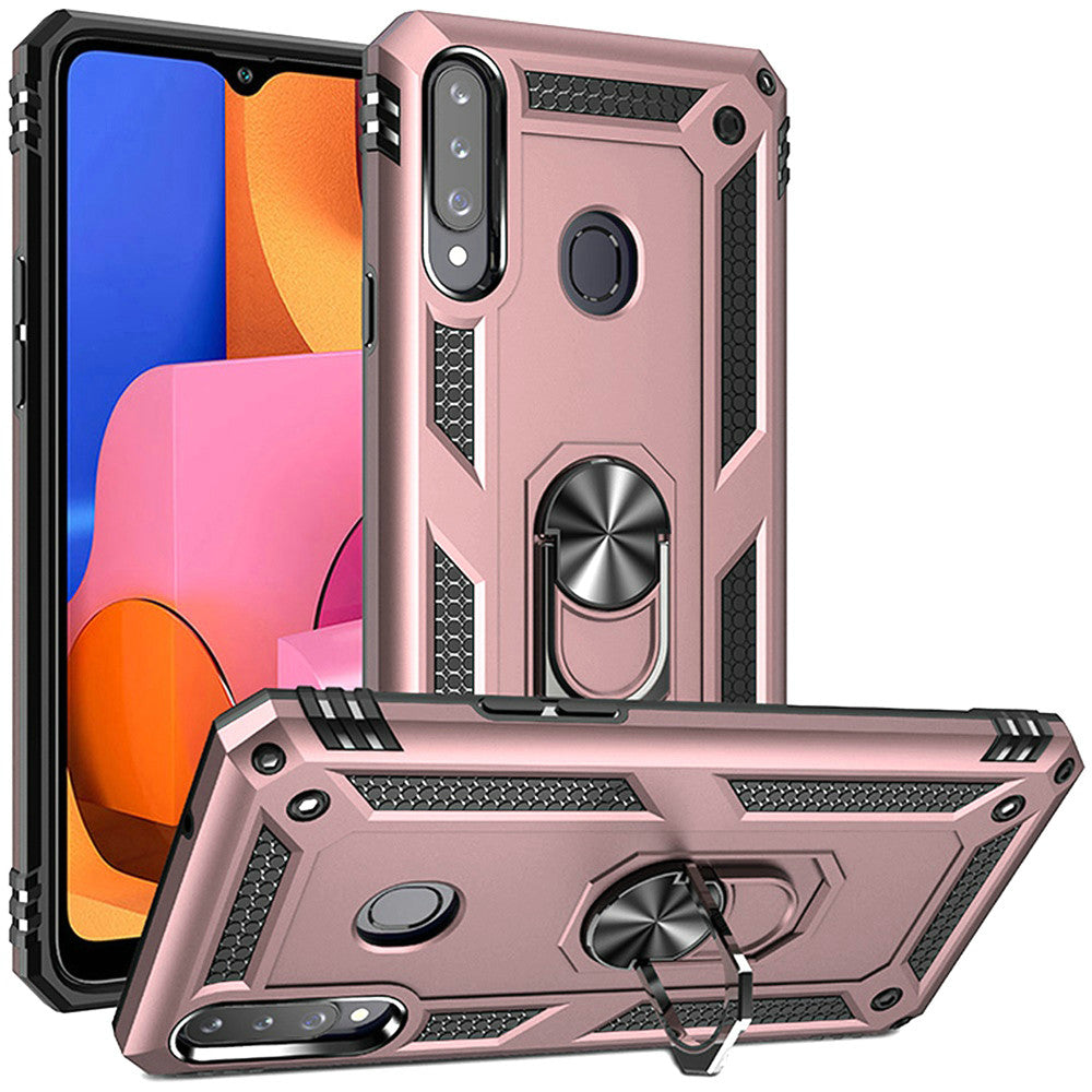 GSA Slim Armor Case with Magnetic Ring Stand for Samsung Galaxy A02s - Rose Gold