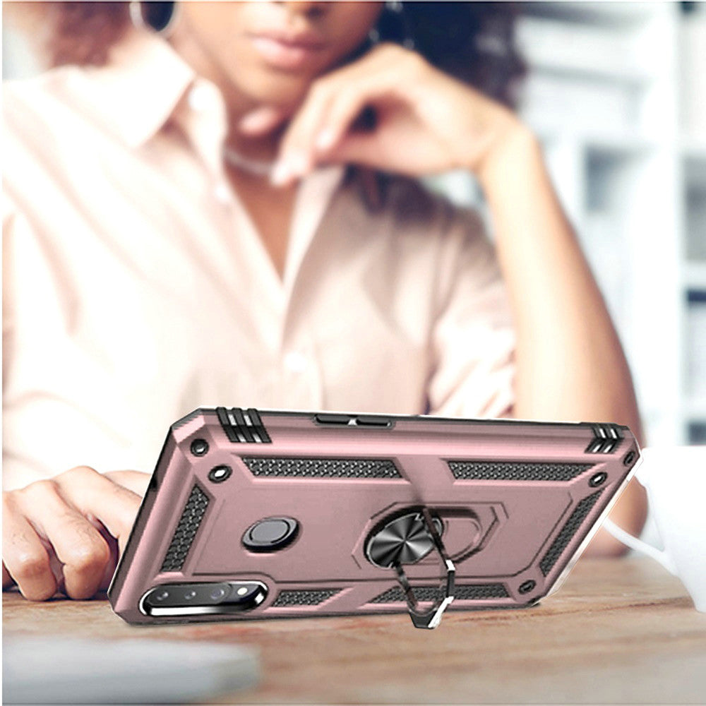GSA Slim Armor Case with Magnetic Ring Stand for Samsung Galaxy A02s - Rose Gold