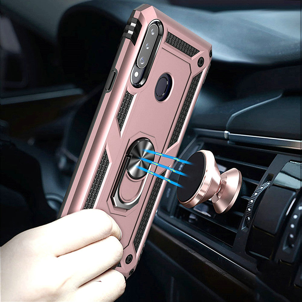 GSA Slim Armor Case with Magnetic Ring Stand for Samsung Galaxy A02s - Rose Gold