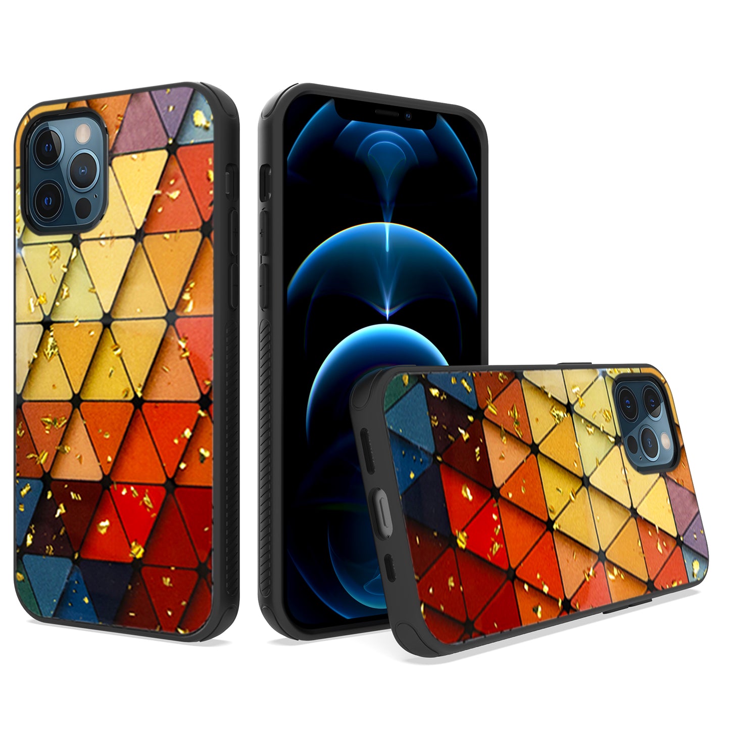 GSA Triangle Rhombus Glitter Candy Case For iPhone 11 Pro Max (6.5") -Yellow/Red