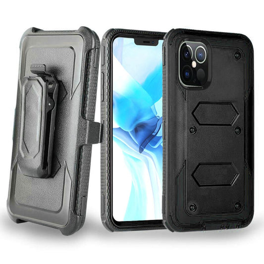 GSA Hybrid Kickstand Case Holster For iPhone 12 Pro Max (6.7") - Black