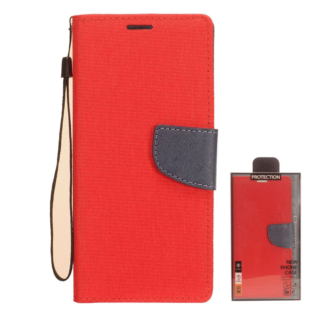 GSA Two-Tone Denim Flip Wallet Case for Samsung Galaxy A32 5g - Red/Blue