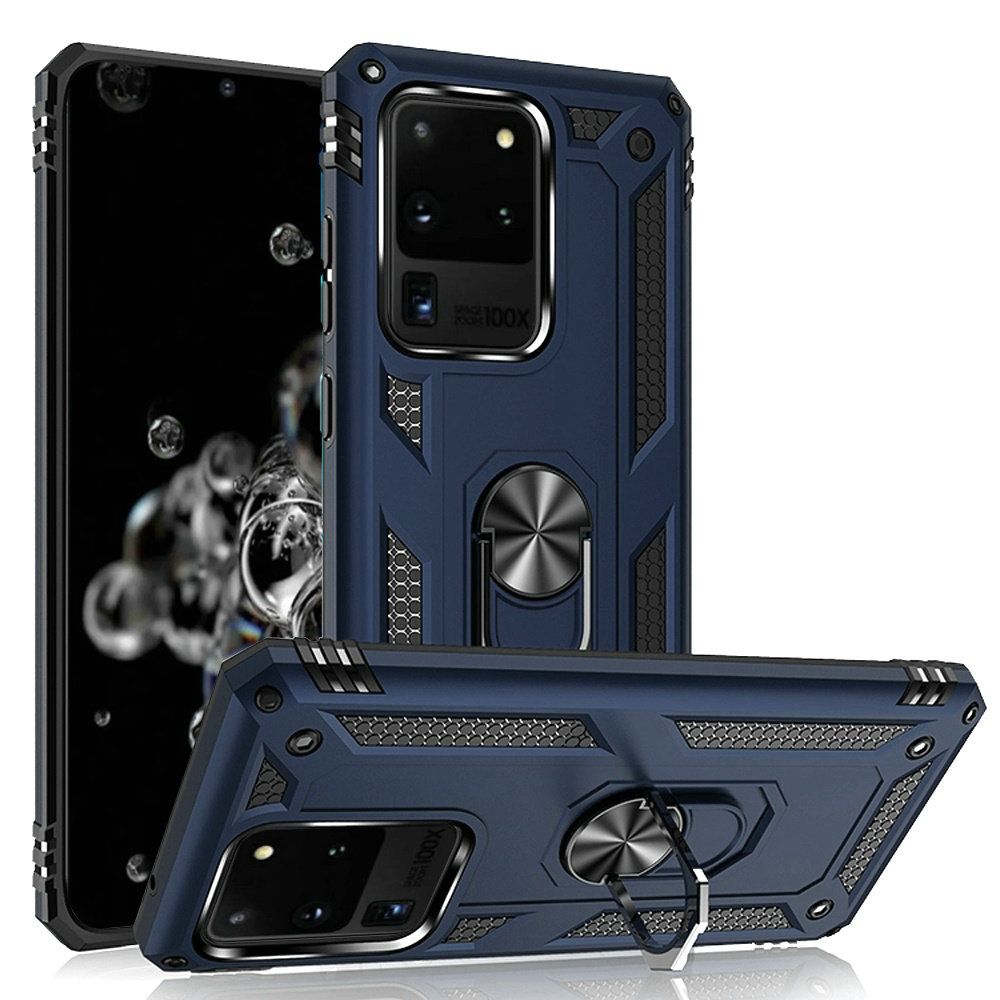 GSA Slim Shockproof Case w/Magnetic Ring Stand for Samsung S20 Ultra - Blue