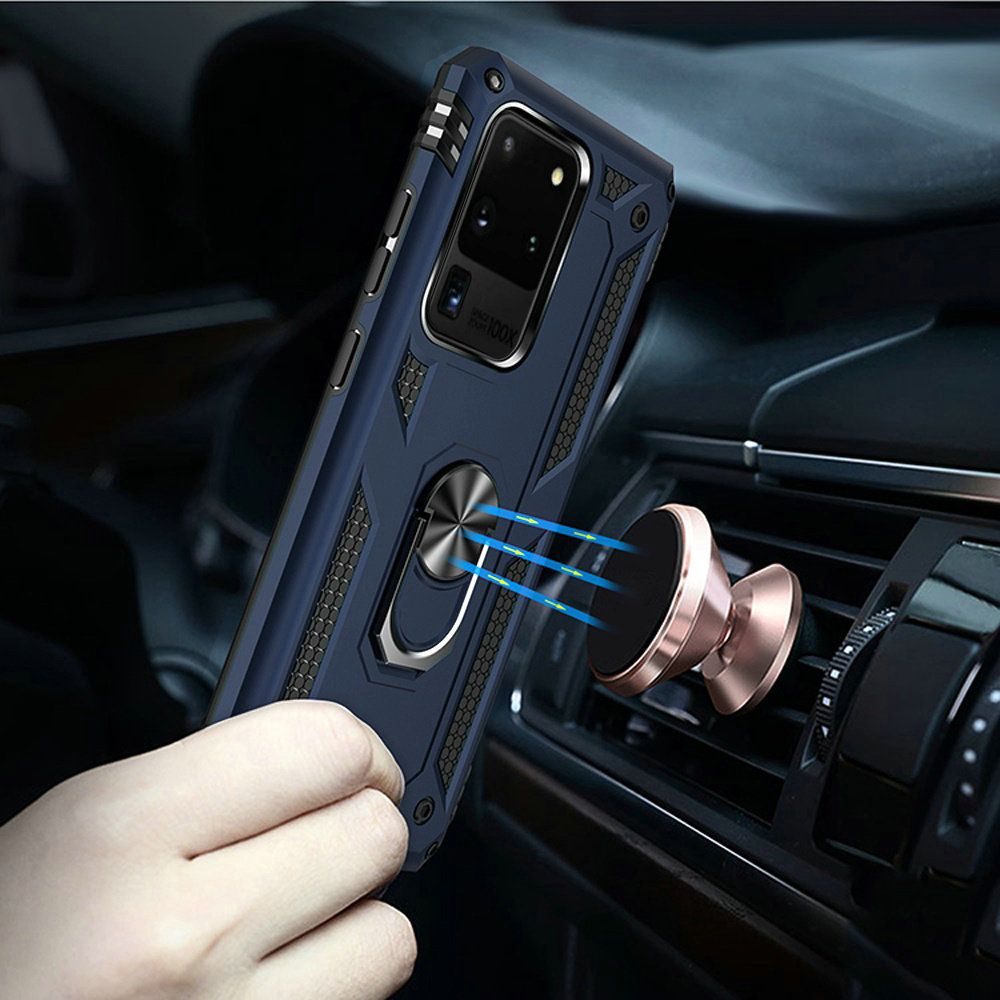 GSA Slim Shockproof Case w/Magnetic Ring Stand for Samsung S20 Ultra - Blue