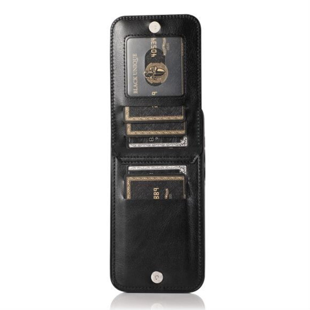 GSA Luxury Vertical Card Holder Leather Case For iPhone 12 Pro Max (6.7") -Black