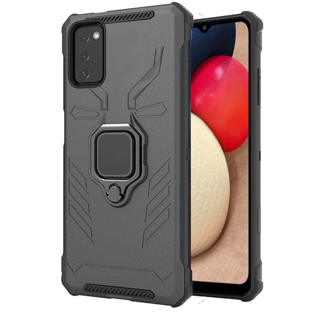 GSA Iron Lined Case Magnetic Ring Stand for Samsung Galaxy A02s - Gray