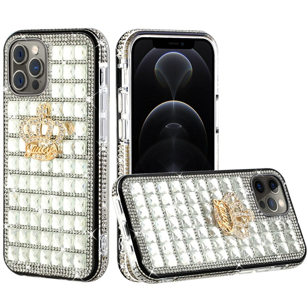 GSA KAD Stone Bling Crown Hybrid Case For iPhone 11 Pro Max (6.5") - Silver