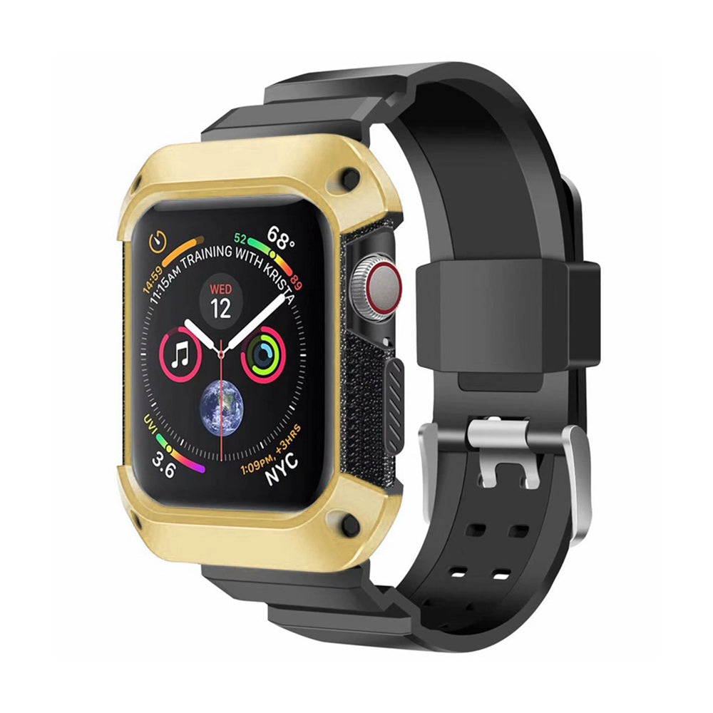 GSA Silicone All In One Wristband For 44MM iWATCH Series 6 / SE/ 5 / 4 - Gold