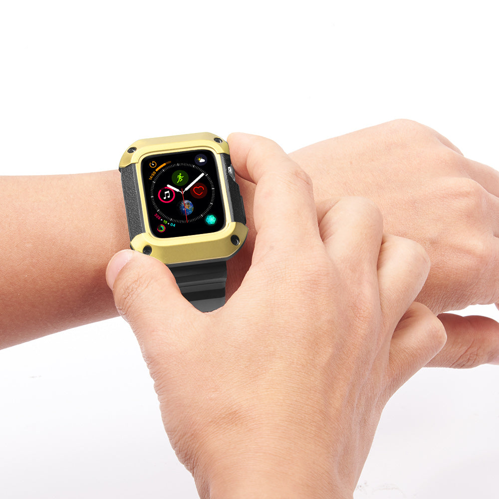 GSA Silicone All In One Wristband For 44MM iWATCH Series 6 / SE/ 5 / 4 - Gold