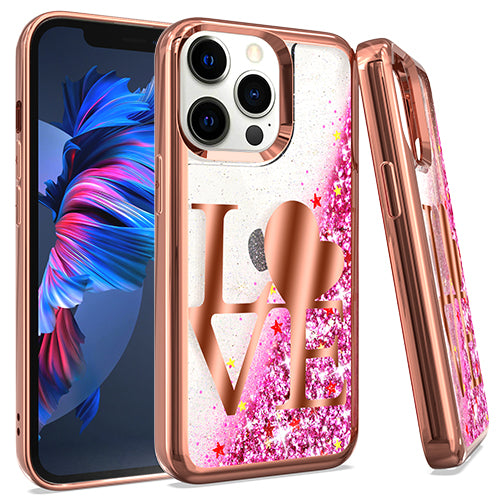 GSA CHROME GLITTER Motion LOVE Case For Apple iPhone 13 Pro Max (6.7") ROSE GOLD