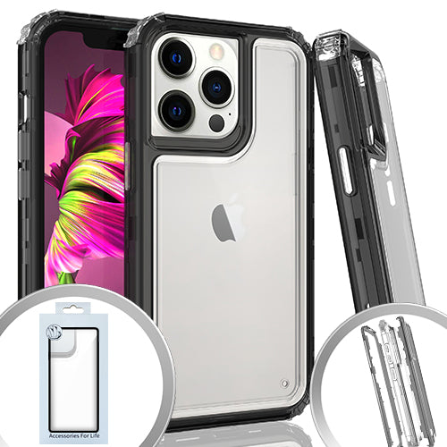 GSA 3 in 1 Transparent Hybrid Case for iPhone 13 Pro (6.1") - Clear/Smoke