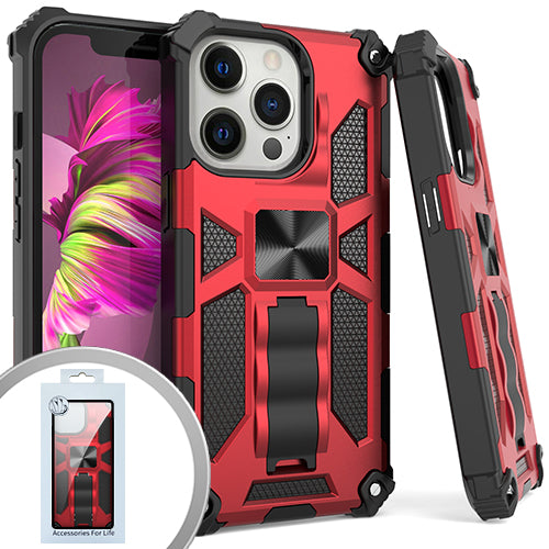 GSA Machine Hybrid Kickstand Case For iPhone 13 Pro (6.1") - Red Black