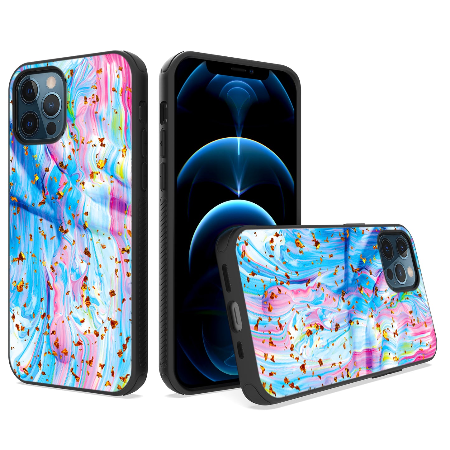GSA Gold Flake Marble Candy Case for iPhone 13 Pro (6.1") - Colorful Galaxy