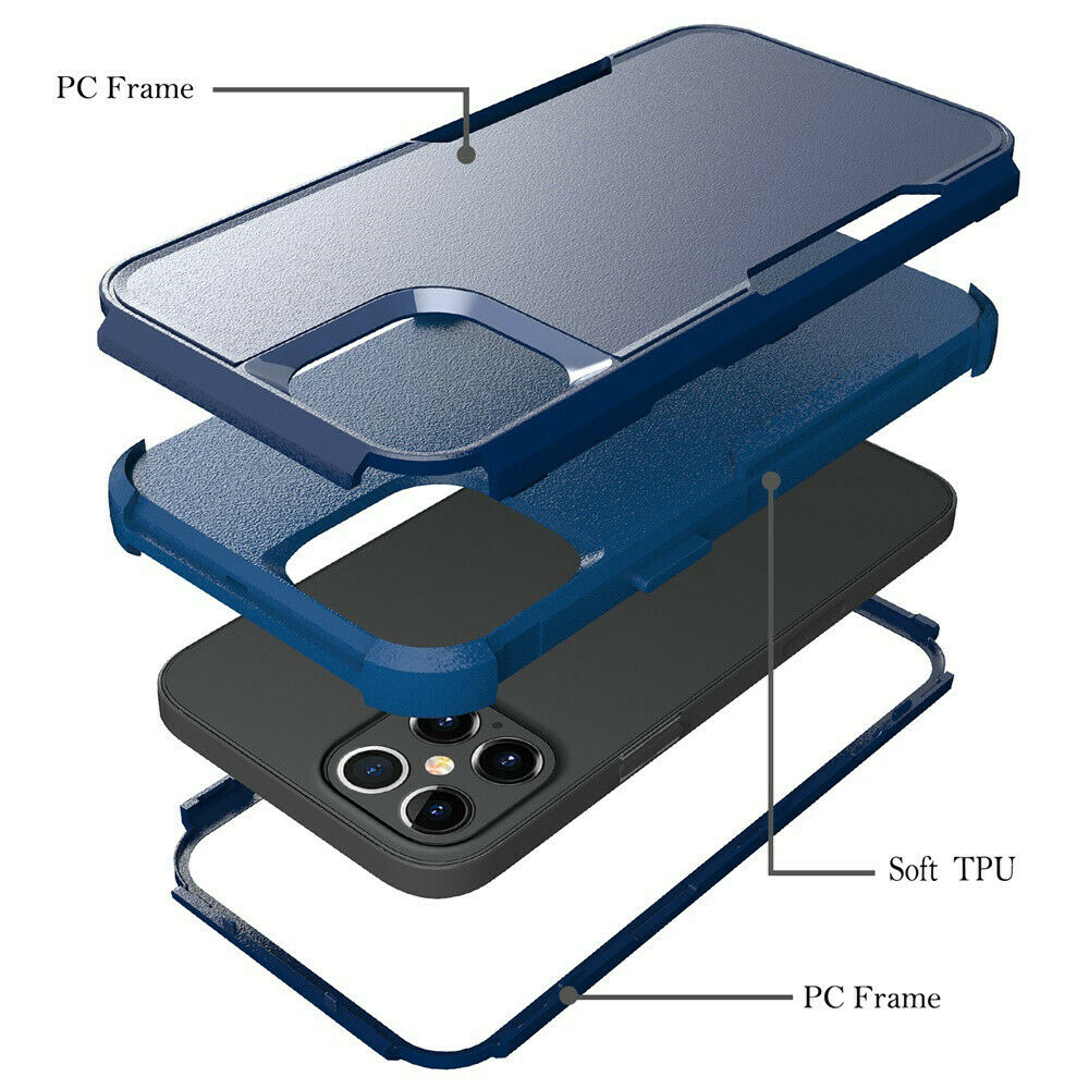 GSA Tuff Anti-slip Textured Hybrid Case For iPhone 13 Pro (6.1") - Navy Blue