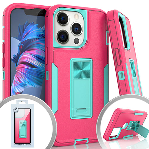Emax SLIM STAND (TPU) Hard Case For iPhone 13 Pro Max (6.7") Teal Hot Pink