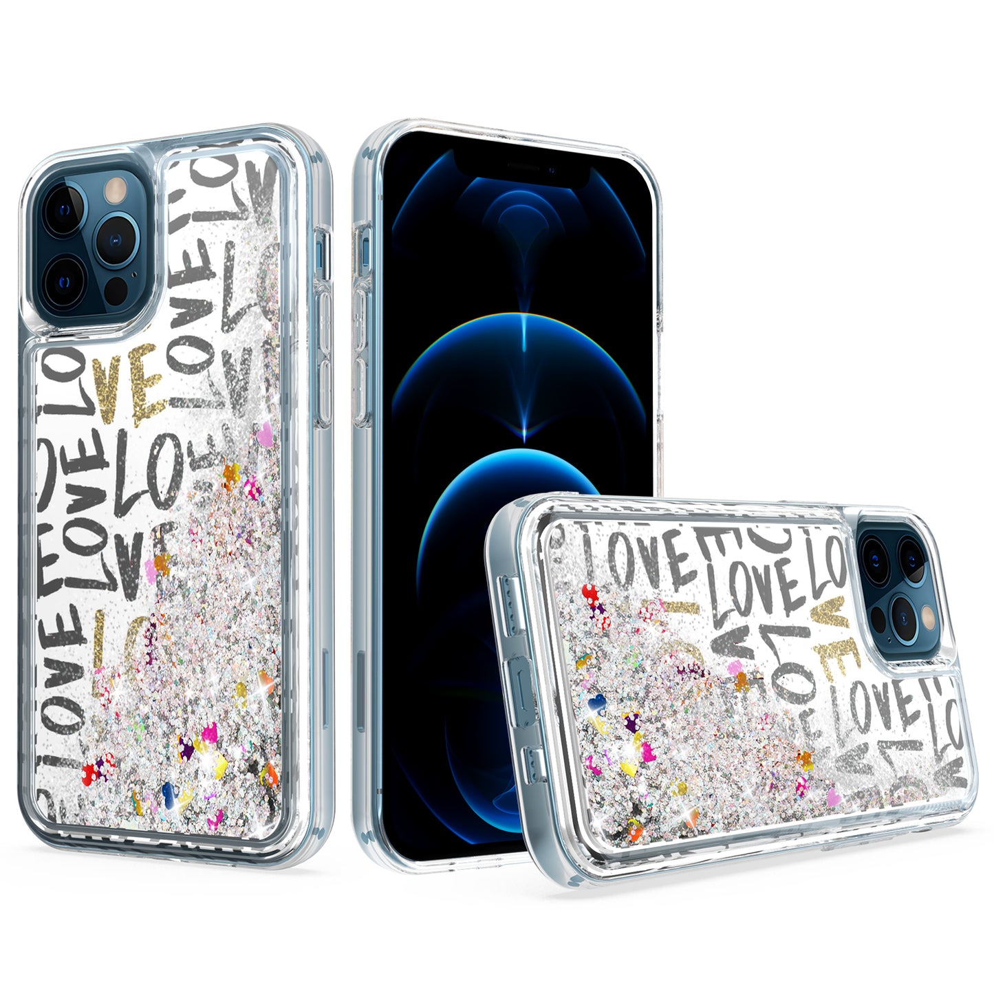 KaseAult Liquid Glitter Candy Case For iPhone 13 Pro (6.1") - Love In Gold