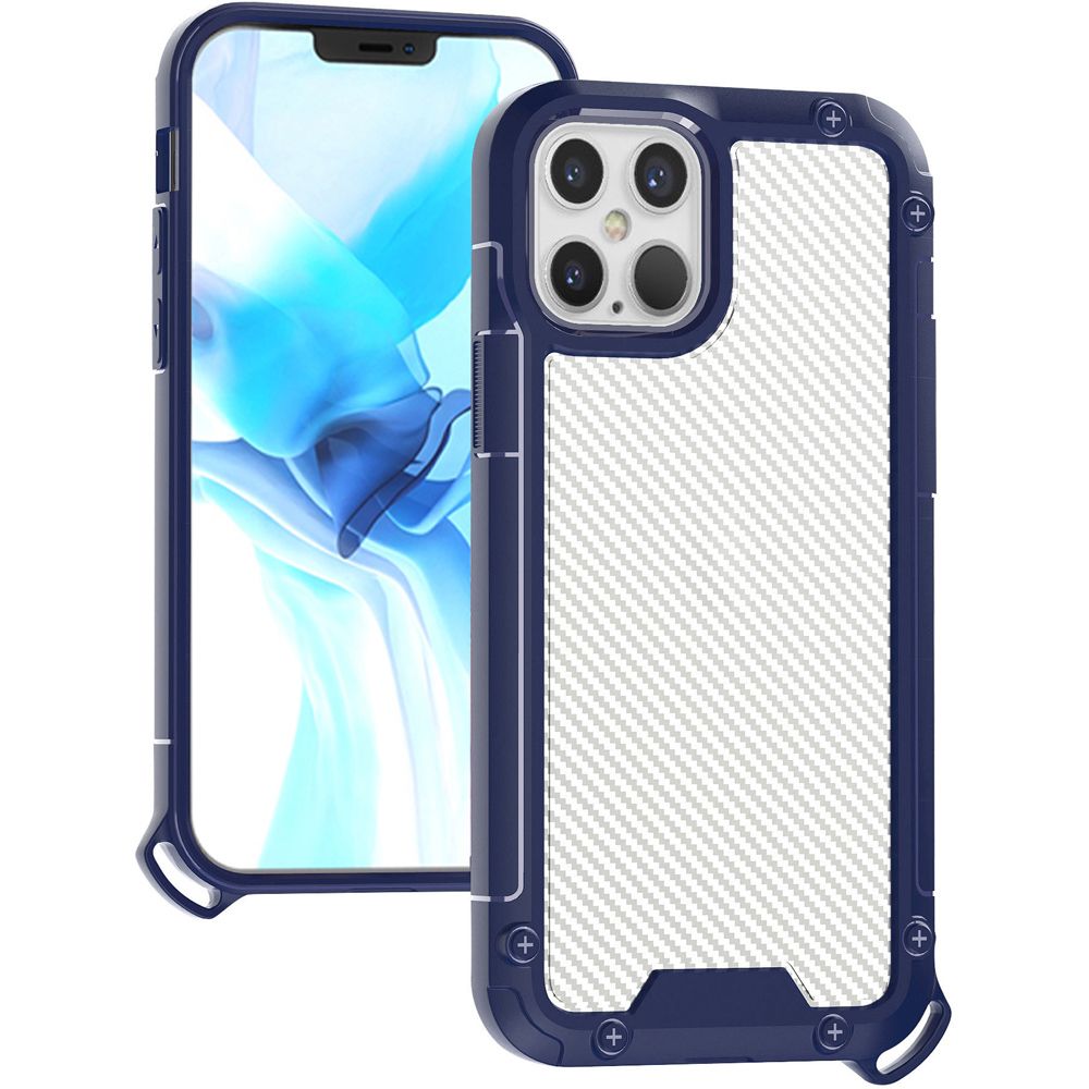 GSA Shockproof Carbon Design Hybrid Case For iPhone 13 Pro (6.1") - Clear/Blue
