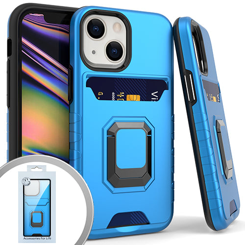 GSA Hybrid CC Slot Case w/Ring For Apple iPhone 13 (6.1") - Blue