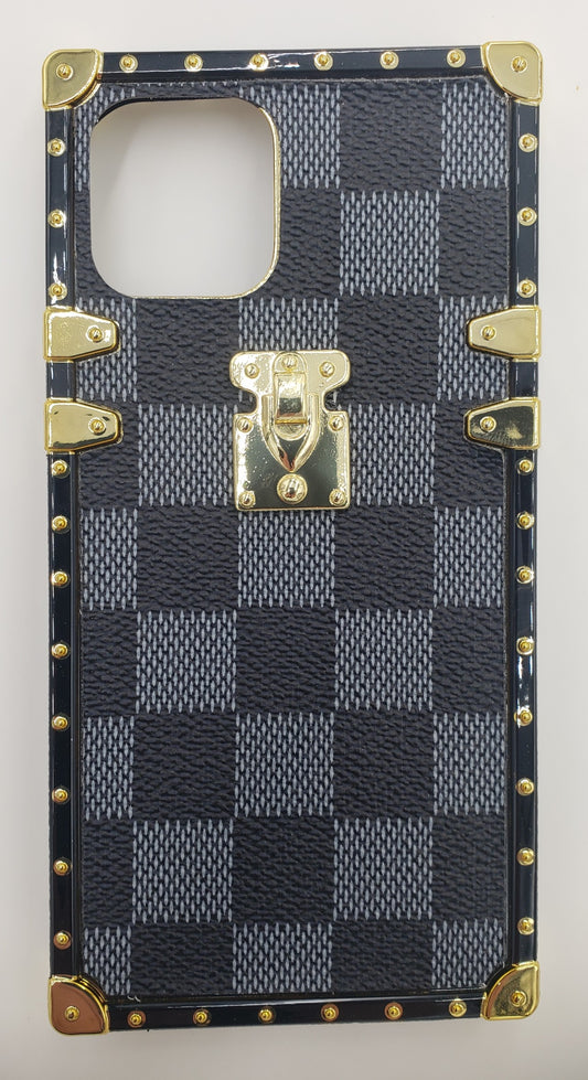 GSA Checker Travel Chest Style Candy Case For iPhone 12/12 Pro (6.1") - Black