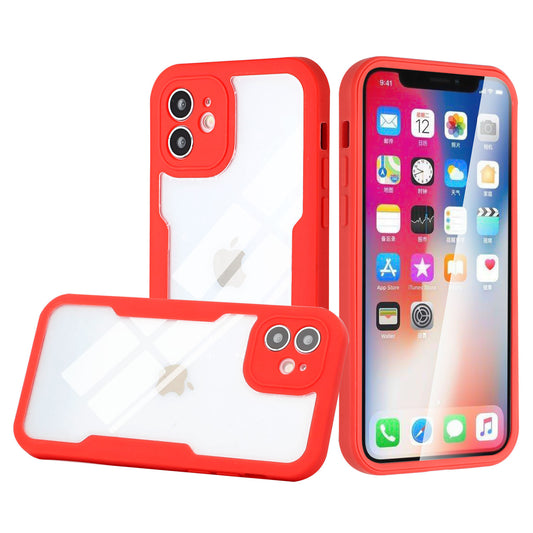 GSA Hybrid Case With Pet Screen Protector For iPhone 13 Pro(6.1")-Clear/Red