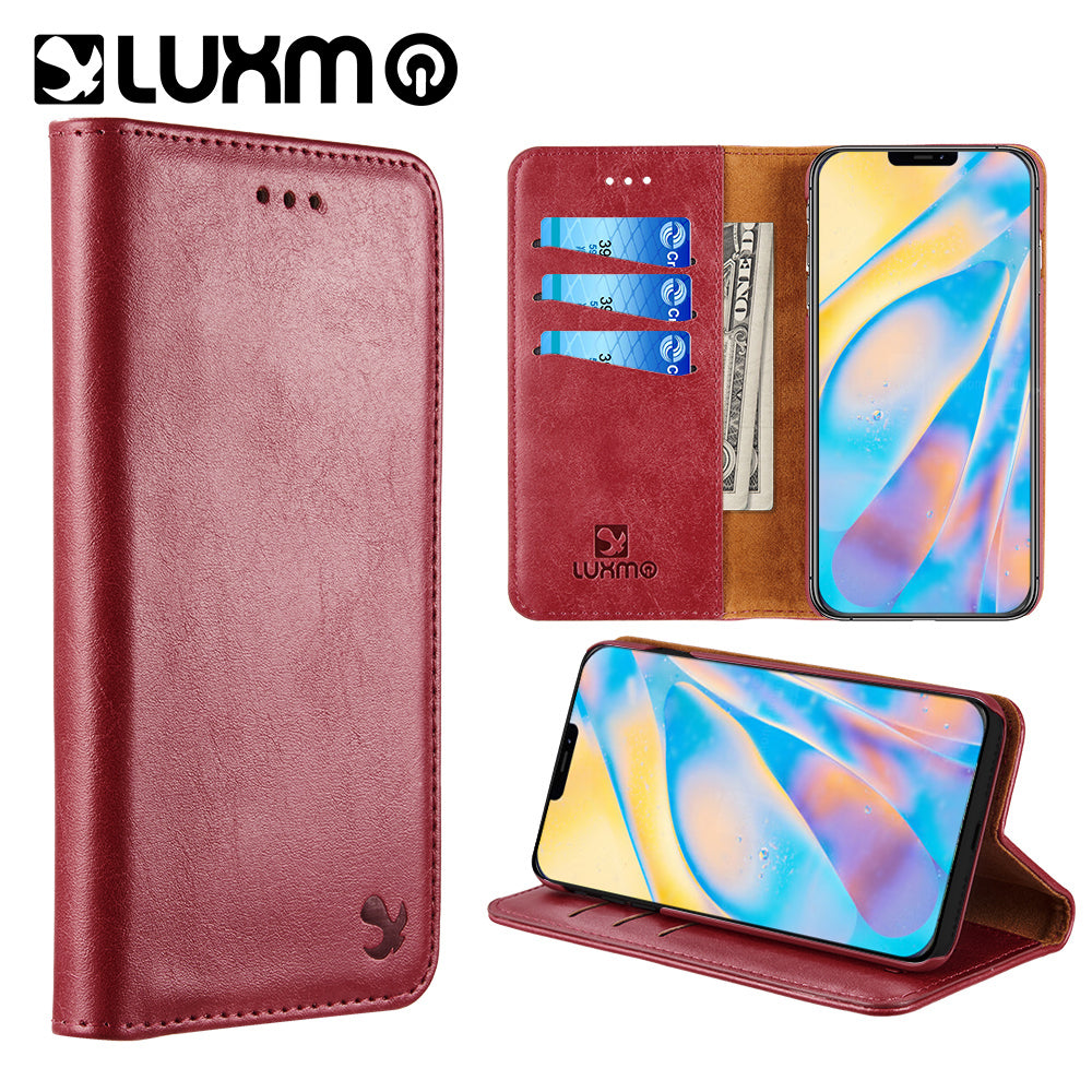 GSA Leather Gentleman Wallet Case for iPhone 13 Mini 5.4" - Red
