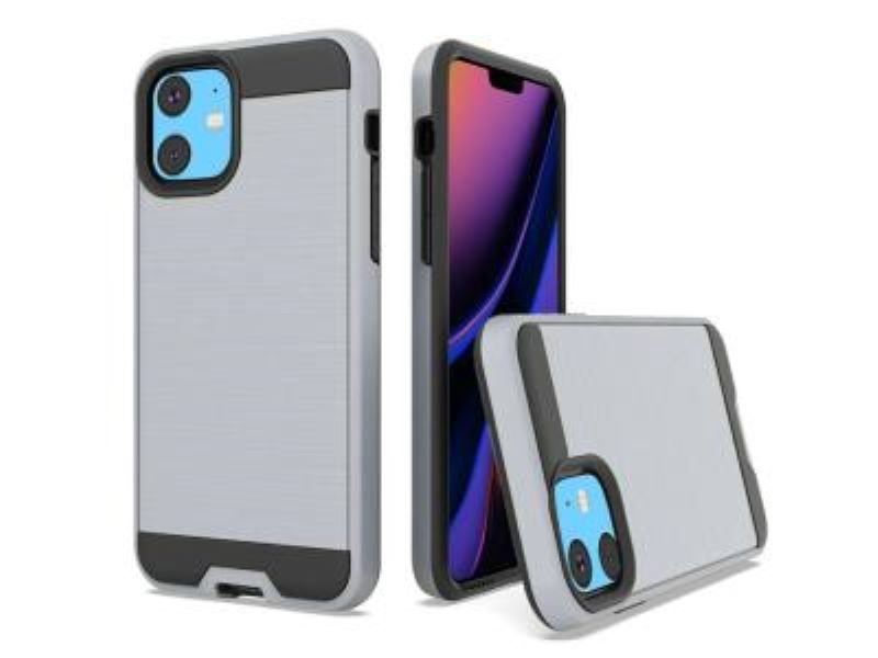 GSA Brushed Hybrid Case for iPhone 13 (6.1") - Silver/Black